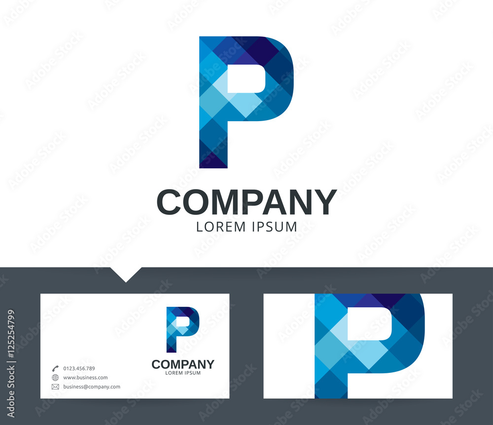 Letter P vector logo and business card template Stock Vector | Adobe Stock