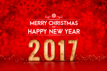 Poster - Merry Christmas and Happy new year 2017 number at red sparkling