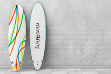 Modern Surfboards With Fins. 3d Rendering
