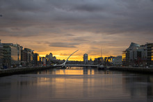 Samuel Beckett Bridge During Sunset At Dublin