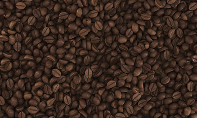 Wall Mural - Top view of coffee beans lying on some flat surface