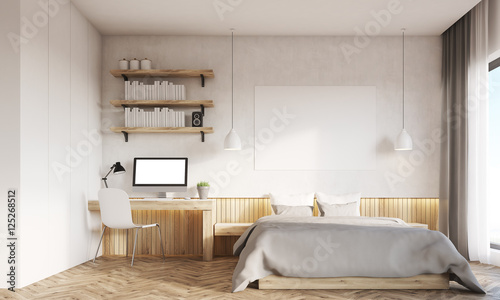 Front View Of Home Office And Master Bedroom With Two
