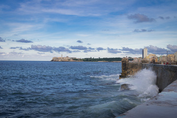 Sticker - Waves crashing against the wall of El Malecon - Havana, Cuba