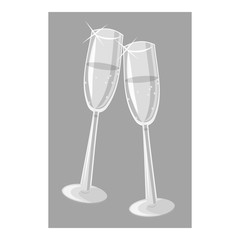 Wall Mural - Two champagne glasses icon. Gray monochrome illustration of two champagne glasses vector icon for web