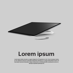 Poster - Desktop Logo Modern Computer Workstation Icon Vector Illustration