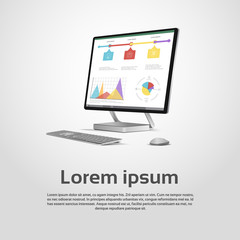 Poster - desktop logo modern computer workstation icon monitor financial graph diagram infographic vector ill