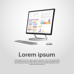 Poster - desktop logo modern computer workstation icon monitor financial graph diagram infographic vector ill