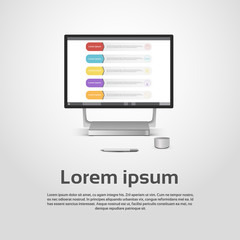 Poster - desktop logo modern computer workstation icon monitor financial graph diagram infographic vector ill