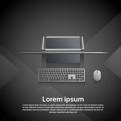 Poster - Desktop Logo Modern Computer Workstation Icon Vector Illustration