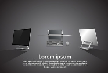 Poster - Desktop Logo Modern Computer Workstation Icon Vector Illustration