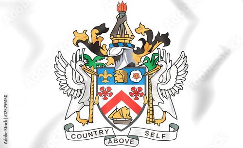 Federation of Saint Kitts and Nevis Coat of Arms. 3D Illustration