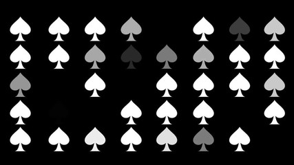 Wall Mural - A Flickering Background of a Set of Spades Icons on a Black Screen