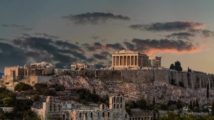 Wall Mural - Temple of Parthenon 4K timelapse, Athenian Acropolis, Athens, Greece