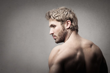 Wall Mural - Blonde man with muscular back