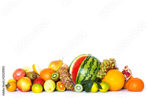 Tapeta ścienna na wymiar Fresh fruits isolated on white background.