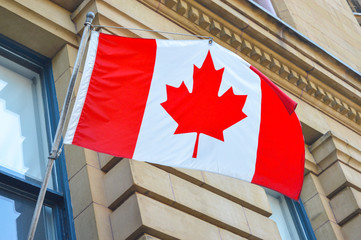 Waving Canadian flag in Ottawa 