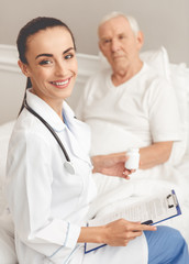 Wall Mural - Old man in hospital