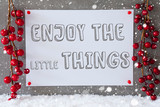Fototapeta Na sufit - Label, Snowflakes, Christmas Decoration, Quote Enjoy The Little Things