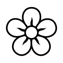 Five Petal Flower Blossom Or Bloom Line Icon For Apps And Websites