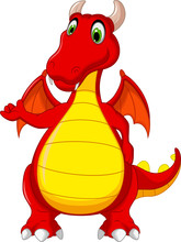 Red Dragon Cartoon Posing