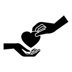 Wall Mural - Hand gives heart icon. Simple illustration of hand gives heart vector icon for web