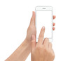 hand touch phone isolated with clipping path on white background