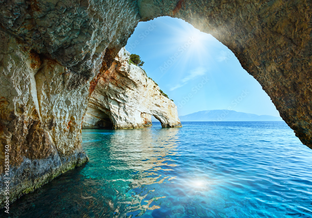 Obraz na płótnie The Blue Caves in Zakynthos (Greece) w salonie
