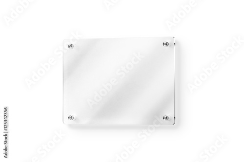 Download Blank glass name plate wall-mounted mockup, clipping path, 3d rendering. Clear acrylic signboard ...