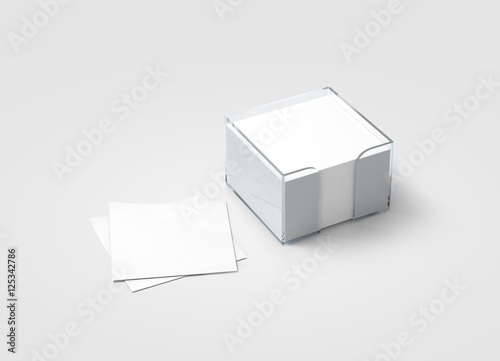 Download Blank white sticker note block plastic holder mockup, clipping path, 3d rendering. Plain office ...