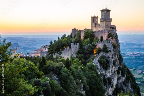 Fotografie, Obraz Rocca della Guaita, the most ancient fortress of San Marino in the sunset time