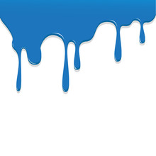 Paint Blue Color Dripping, Color Droping Background Vector Illus