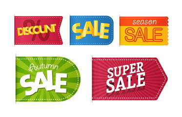 Aufkleber - Different color shopping tags vector clipart isolated on white.