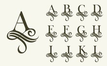 Vintage Set1 . Capital Letter For Monograms And Logos. Beautiful Filigree Font. Victorian Style.