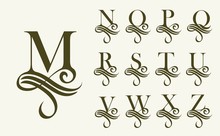 Vintage Set 2 . Capital Letter For Monograms And Logos. Beautiful Filigree Font. Victorian Style.
