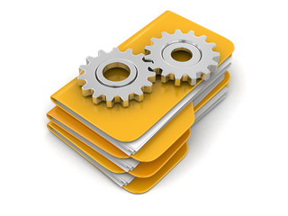 Poster - Folders and files with Cogwheels. Image with clipping path