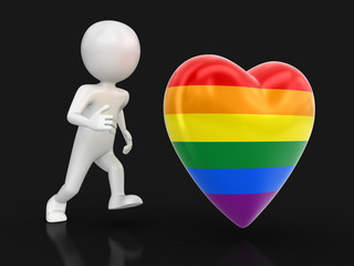 Poster - Man run to color heart. Image with clipping path
