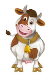 Fototapeta Pokój dzieciecy - Cartoon happy farm animal - cheerful cow is standing smiling and looking - artistic style - isolated - illustration for children