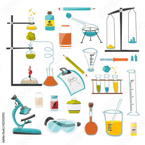 Naklejka - mata magnetyczna na lodówkę Zestaw do eksperymentów chemicznych - ilustracja