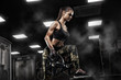 © romanolebedev - fitness girl exercising with barbell in gym