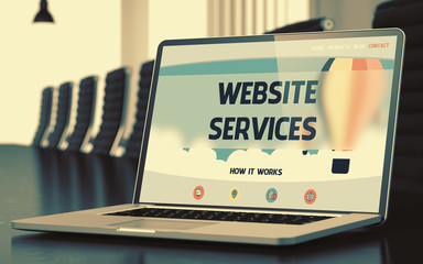 Poster - Landing Page of Laptop with Website Services Concept. 3D.
