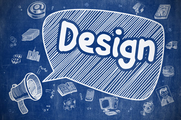 Wall Mural - Design - Cartoon Illustration on Blue Chalkboard.