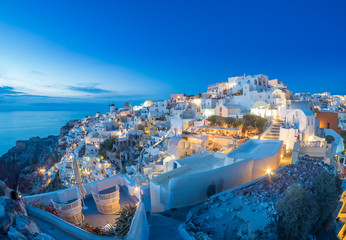 Canvas Print - Oia village at sunset, Santorini island