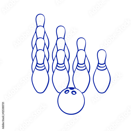 Bowling pins and bowling ball.Vector outline illustration.Isomet Stock Vector Adobe Stock