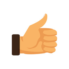 Poster - Hand thumb up sign on a white background. Vector illustration