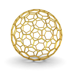 Aufkleber - 3d gold wireframe sphere isolated over white background with shadow 3D rendering