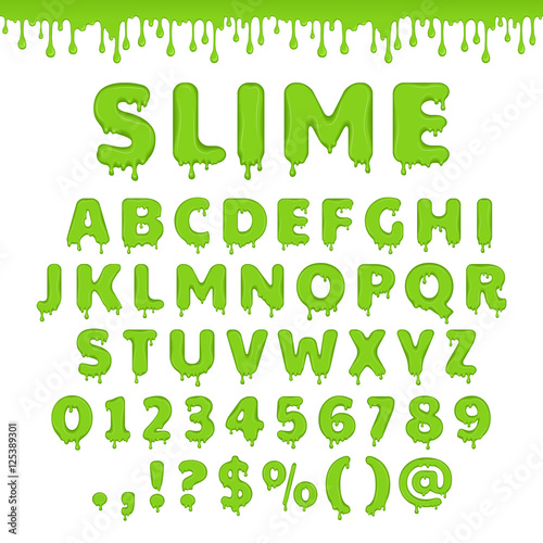 Fotografía Vector green slime alphabet