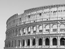 Black And White Photo Of The Great Colosseum In Rome In Retro Style
