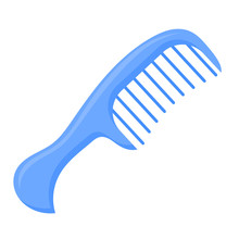 Vector Illustration Of A Blue Comb On A White Background. Cartoo
