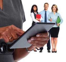 Wall Mural - Hands with tablet computer.