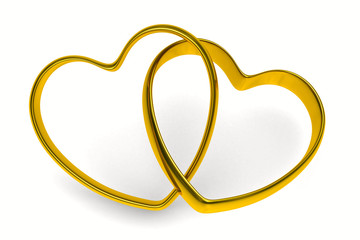 Wall Mural - wedding rings on white background. isolated 3d image